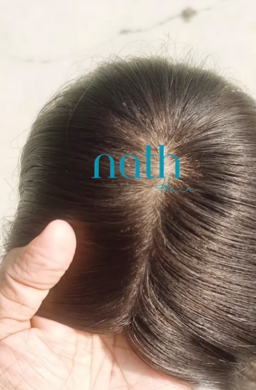 2x4inch Silk Base Topper Full Weft Real Human Hair  Wig