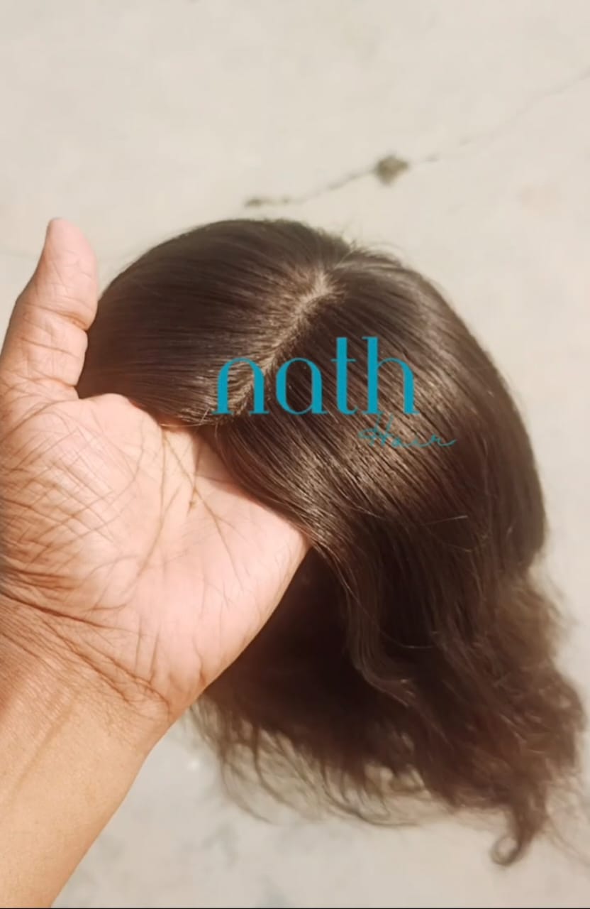 2x4inch Silk Base Topper Full Weft Real Human Hair  Wig
