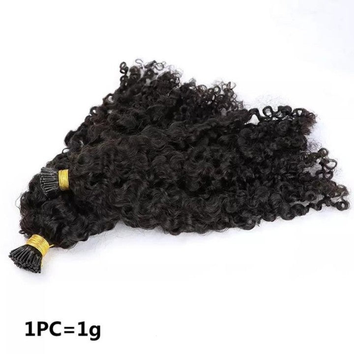 MICRO RING I-TIP Curly HAIR EXTENSIONS 100 stand curly Real Human Hair