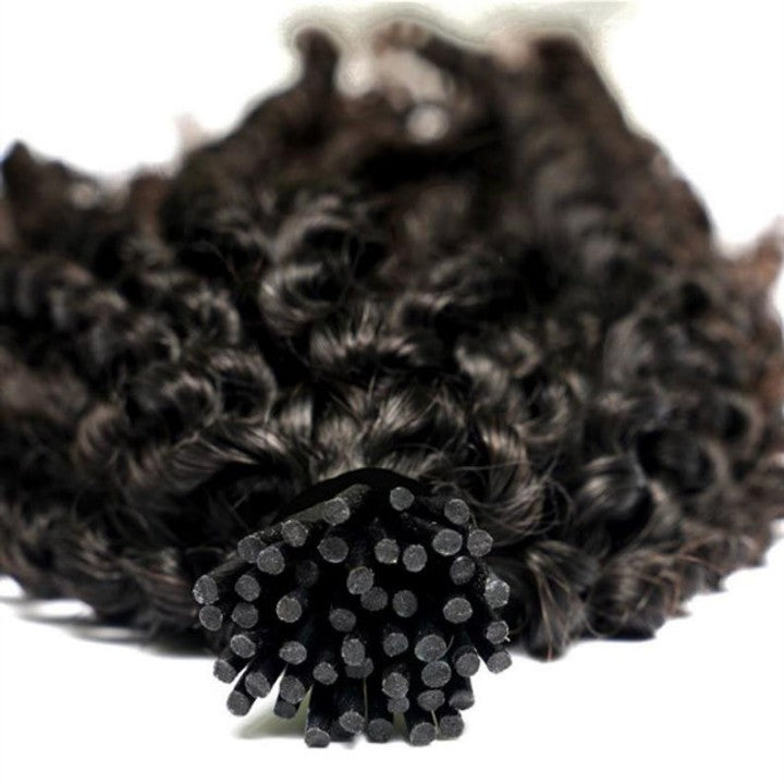 MICRO RING I-TIP Curly HAIR EXTENSIONS 100 stand curly Real Human Hair