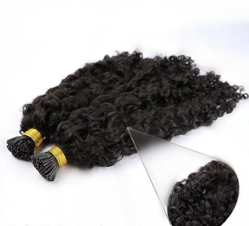 MICRO RING I-TIP Curly HAIR EXTENSIONS 100 stand curly Real Human Hair